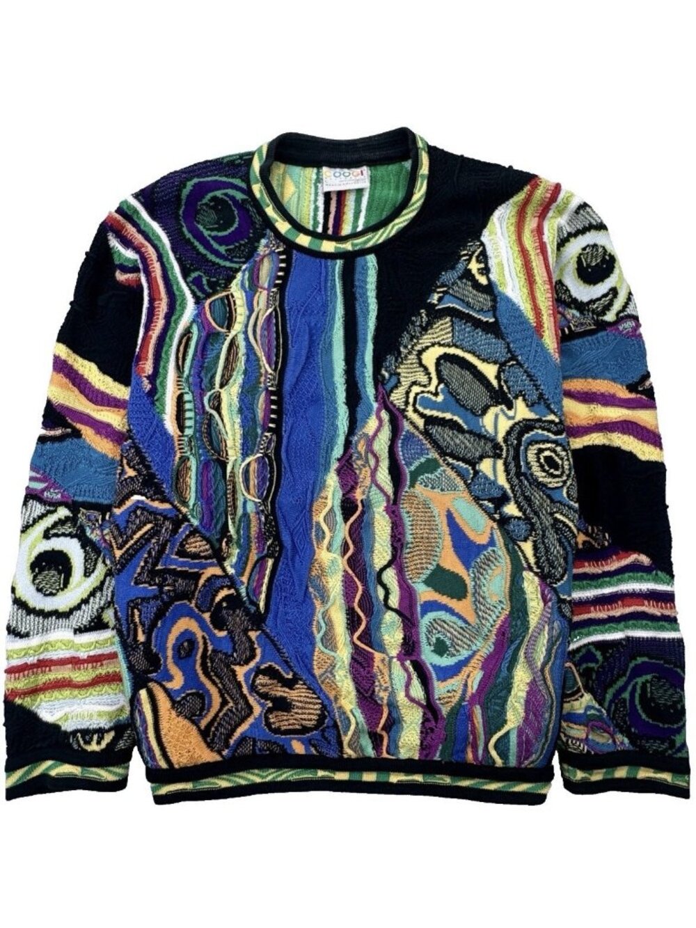 VTG 90s Coogi Australia 3D Knit Sweater Unisex L Multi Pattern Notorious B.I.G